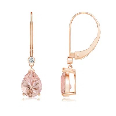 ANGARA PEAR-SHAPED MORGANITE LEVERBACK DROP EARRINGS WITH DIAMOND