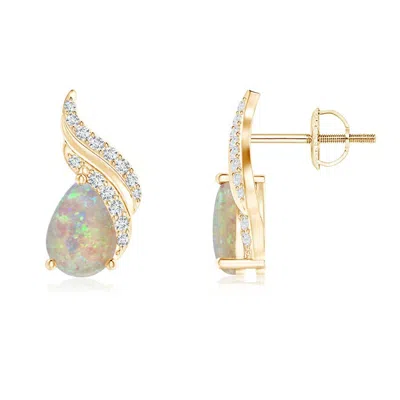 ANGARA PEAR-SHAPED OPAL AND DIAMOND FLAME EARRINGS