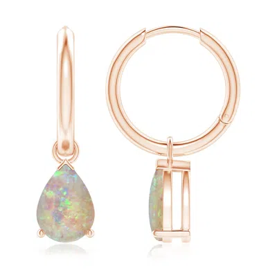 ANGARA PEAR-SHAPED OPAL HINGED HOOP DROP EARRINGS