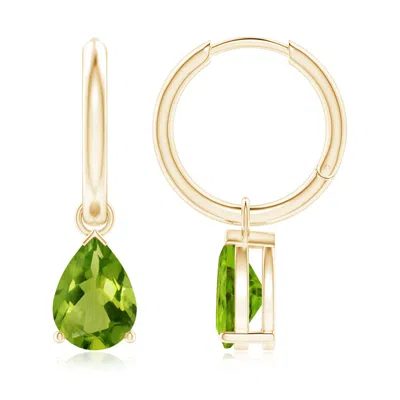 ANGARA PEAR-SHAPED PERIDOT HINGED HOOP DROP EARRINGS