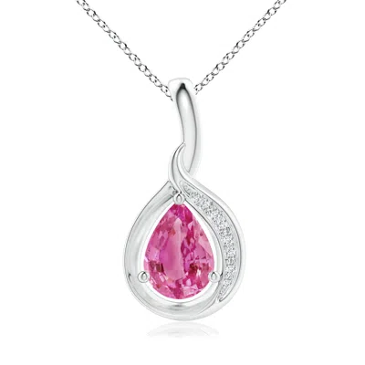 ANGARA PEAR-SHAPED PINK SAPPHIRE AND DIAMOND LOOP PENDANT