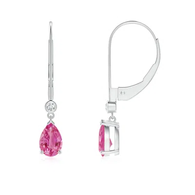 ANGARA PEAR-SHAPED PINK SAPPHIRE LEVERBACK DROP EARRINGS WITH DIAMOND