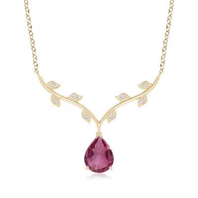 ANGARA PEAR-SHAPED PINK TOURMALINE NECKLACE WITH LEAF MOTIFS