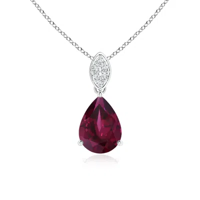 ANGARA PEAR-SHAPED RHODOLITE PENDANT WITH LEAF BALE