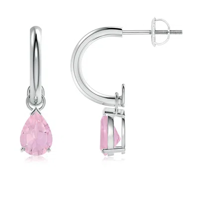 ANGARA PEAR-SHAPED ROSE QUARTZ DROP EARRINGS WITH SCREW BACK