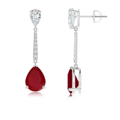 ANGARA PEAR-SHAPED RUBY AND DIAMOND BAR DROP EARRINGS