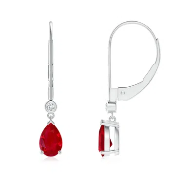 ANGARA PEAR-SHAPED RUBY LEVERBACK DROP EARRINGS WITH DIAMOND