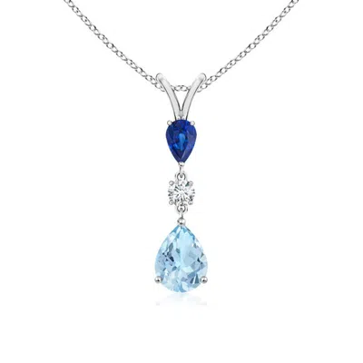 ANGARA PEAR-SHAPED SAPPHIRE AND AQUAMARINE DROP PENDANT