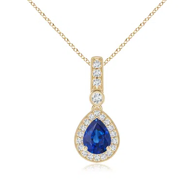 ANGARA PEAR-SHAPED SAPPHIRE AND PAVE DIAMOND HALO PENDANT