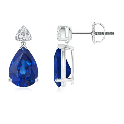 ANGARA PEAR-SHAPED SAPPHIRE DROP EARRINGS WITH TRIO DIAMONDS