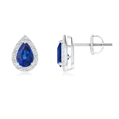 ANGARA PEAR-SHAPED SAPPHIRE HALO STUD EARRINGS