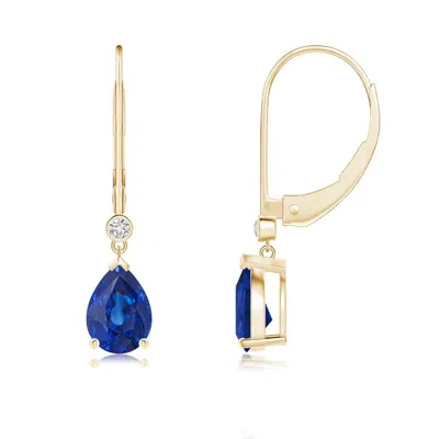 ANGARA PEAR-SHAPED SAPPHIRE LEVERBACK DROP EARRINGS WITH DIAMOND