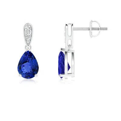 ANGARA PEAR-SHAPED SOLITAIRE TANZANITE DROP EARRINGS WITH DIAMONDS