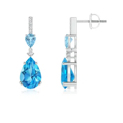 ANGARA PEAR-SHAPED SWISS BLUE TOPAZ AND AQUAMARINE DROP EARRINGS