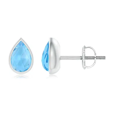 ANGARA PEAR-SHAPED SWISS BLUE TOPAZ SOLITAIRE STUD EARRINGS