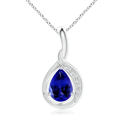 ANGARA PEAR-SHAPED TANZANITE AND DIAMOND LOOP PENDANT