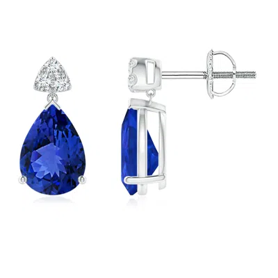 ANGARA PEAR-SHAPED TANZANITE DROP EARRINGS WITH TRIO DIAMONDS