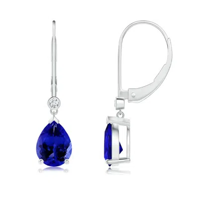 ANGARA PEAR-SHAPED TANZANITE LEVERBACK DROP EARRINGS WITH DIAMOND