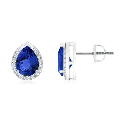 ANGARA PEAR-SHAPED TANZANITE STUD EARRINGS WITH DIAMOND HALO