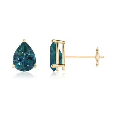 ANGARA PEAR-SHAPED TEAL MONTANA SAPPHIRE STUD EARRINGS