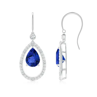 ANGARA PEAR TANZANITE FISH HOOK DANGLE EARRINGS WITH DIAMOND