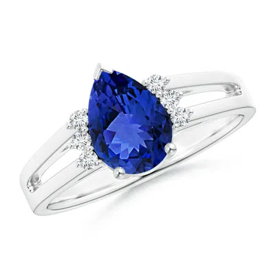 ANGARA PEAR TANZANITE RING WITH TRIPLE DIAMOND ACCENTS