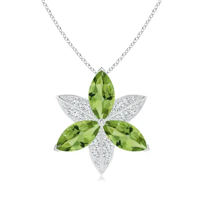ANGARA PERIDOT AND DIAMOND TRILLIUM FLOWER PENDANT