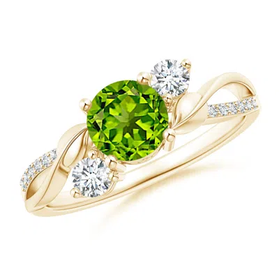 ANGARA PERIDOT AND DIAMOND TWISTED VINE RING