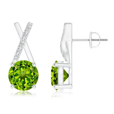 ANGARA PERIDOT AND DIAMOND XO STUD EARRINGS
