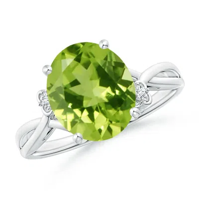 ANGARA PERIDOT CROSSOVER SHANK COCKTAIL RING WITH FLORAL MOTIFS