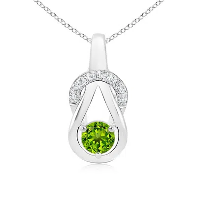 ANGARA PERIDOT INFINITY KNOT PENDANT WITH DIAMONDS