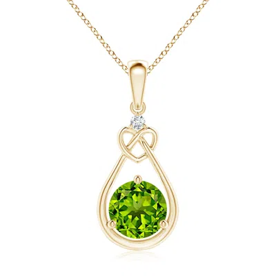 ANGARA PERIDOT KNOTTED HEART PENDANT WITH DIAMOND
