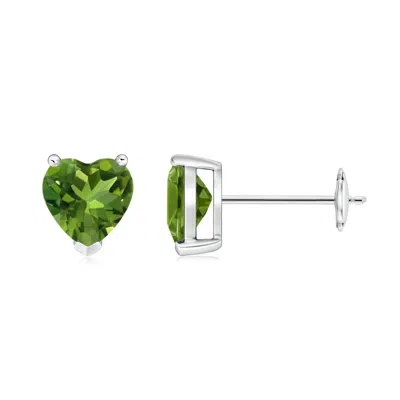 ANGARA PERIDOT SOLITAIRE HEART STUD EARRINGS