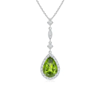 ANGARA PERIDOT TEARDROP PENDANT WITH DIAMOND ACCENTS