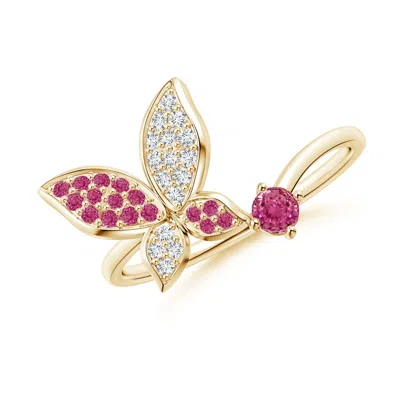 ANGARA PINK SAPPHIRE AND DIAMOND BUTTERFLY BYPASS RING