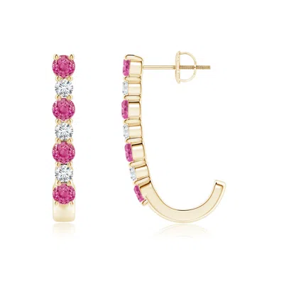 ANGARA PINK SAPPHIRE AND DIAMOND J-HOOP EARRINGS