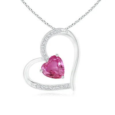 ANGARA PINK SAPPHIRE AND DIAMOND TILTED HEART PENDANT