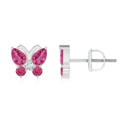 ANGARA PINK SAPPHIRE BUTTERFLY STUD EARRINGS WITH DIAMOND