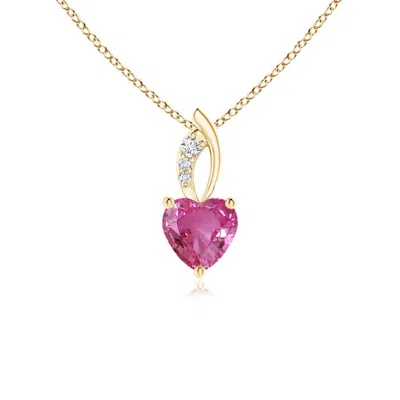 ANGARA PINK SAPPHIRE HEART PENDANT WITH DIAMOND ACCENTS
