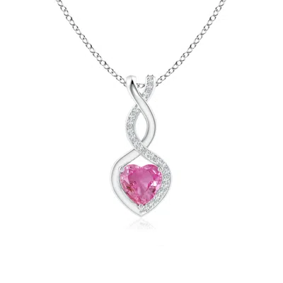 ANGARA PINK SAPPHIRE INFINITY HEART PENDANT WITH DIAMONDS