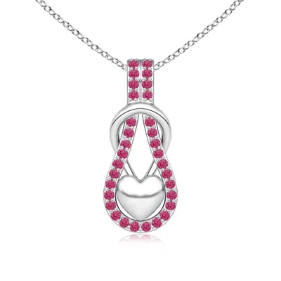 ANGARA PINK SAPPHIRE INFINITY KNOT PENDANT WITH PUFFED HEART