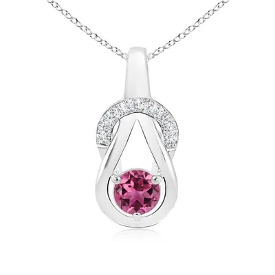 ANGARA PINK TOURMALINE INFINITY KNOT PENDANT WITH DIAMONDS