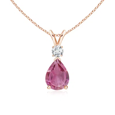 ANGARA PINK TOURMALINE TEARDROP PENDANT WITH DIAMOND