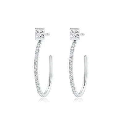 ANGARA PRINCESS & ROUND DIAMOND HOOP EARRINGS