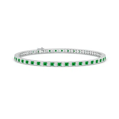 ANGARA PRINCESS-CUT DIAMOND AND EMERALD TENNIS BRACELET
