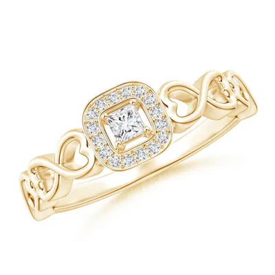 ANGARA PRINCESS-CUT DIAMOND CUSHION HALO PROMISE RING WITH INFINITY HEART-MOTIFS