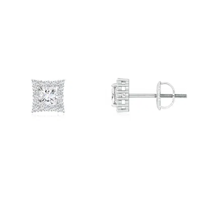 ANGARA PRINCESS-CUT DIAMOND HALO STUD EARRINGS