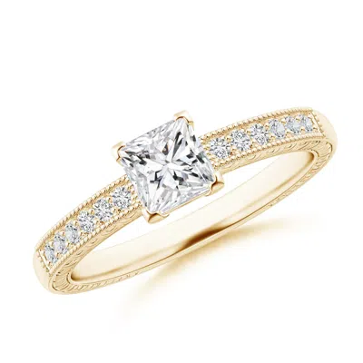 ANGARA PRINCESS CUT DIAMOND SOLITAIRE RING WITH MILGRAIN DETAILING