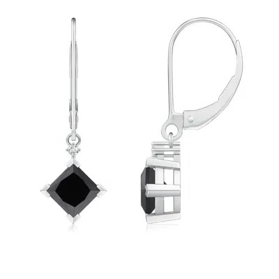 ANGARA PRINCESS-CUT ENHANCED BLACK DIAMOND LEVERBACK EARRINGS