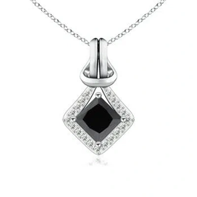 ANGARA PRINCESS-CUT ENHANCED BLACK DIAMOND LOVE KNOT PENDANT
